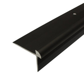 C29 42 x 28mm Anodised Aluminium LVT Stair nosing Edge Profile For 5mm Flooring - Black, 0.9m