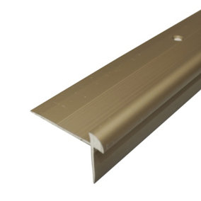 C29 42 x 28mm Anodised Aluminium LVT Stair nosing Edge Profile For 5mm Flooring - Champagne, 0.9m