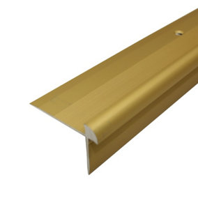 C29 42 x 28mm Anodised Aluminium LVT Stair nosing Edge Profile For 5mm Flooring - Gold, 0.9m