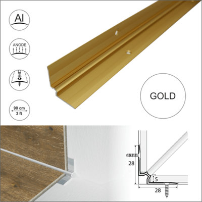 C31 28 x 28mm Anodised Aluminium LVT Stair nosing Inner Corner For 5mm Flooring - Gold, 0.9m
