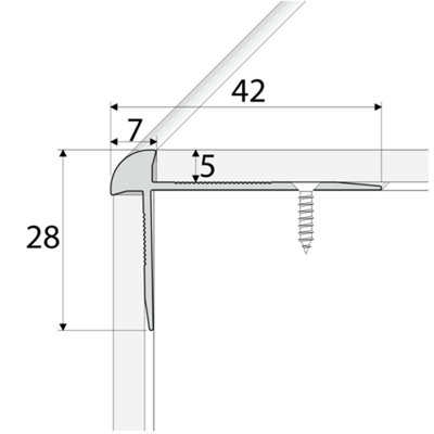 C31 28 x 28mm Anodised Aluminium LVT Stair nosing Inner Corner For 5mm Flooring - Silver, 0.9m