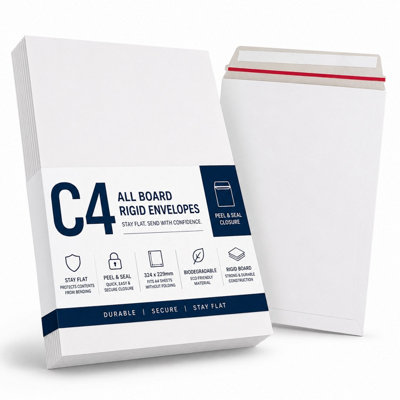 C4 All Board Rigid White Envelopes (50 Pack) - Peel & Seal, Stay Flat ...