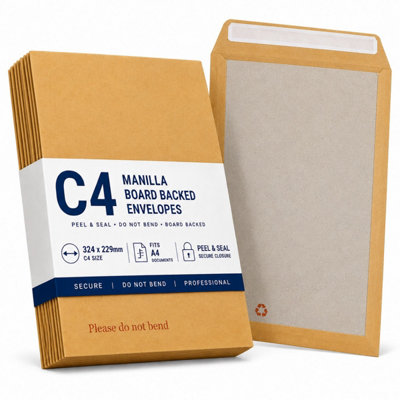 C4 Pocket Envelopes (100 Pack) - Manilla Boardbacked Hardback (A4 ...