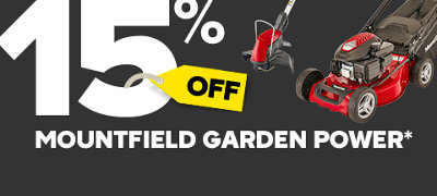Shop 15% off Mountfield garden power. Includes Mountfield Petrol Rotary Lawnmower and Mountfield Garden multi-tool. Terms & conditions apply, see the *Promotional terms & conditions at the end of the page.