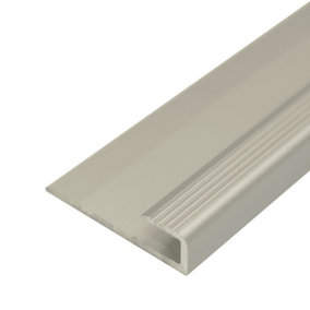 C63 Anodised Aluminium LVT U Edging Profile Threshold  For 5mm Flooring - Silver, 0.9m