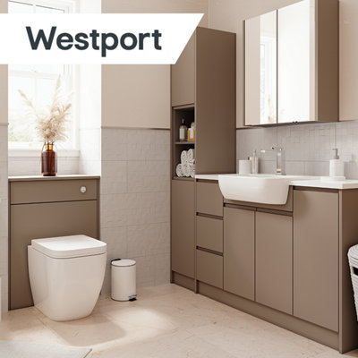 Shop Westport fitted bathroom furniture range.