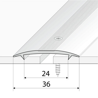 C68 36mm Anodised Aluminium Carpet Cover Strip Profile - Silver, 1.0m