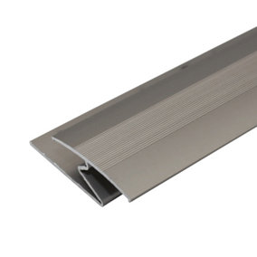 C69 35mm Anodised Aluminium Z Carpet Profile - Inox, 1.0m