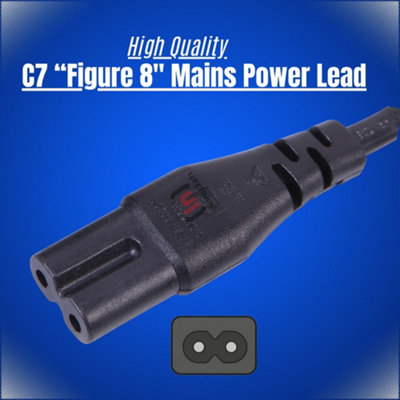 C7 Figure 8 Power Cable for TVs Consoles Sky Q 3m Black