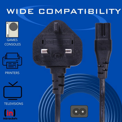 C7 Figure 8 Power Cable for TVs Consoles Sky Q 3m Black