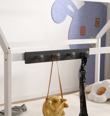Cabin Bed Coat Hooks - White & Grey - Midsleeper Peg Rail
