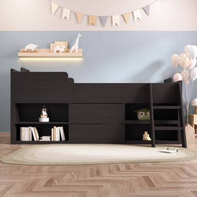 Cabin Bed Mid Sleeper Bed Frame Storage Kids Wooden bed with Drawers ...