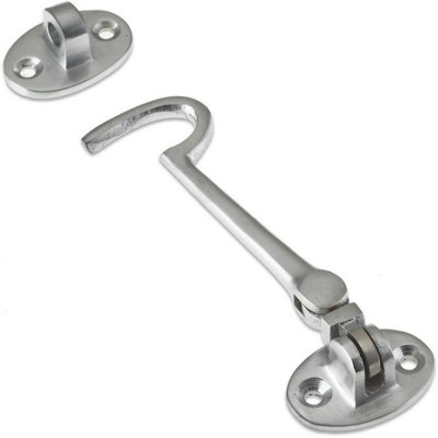 Cabin Hook and Eye Latch 100mm - Satin Chrome Gate Hook, Door Latch, Hook Lock, Ideal for Wooden Gates, Windows & Doors