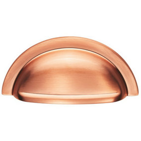 Cabinet Cup Pull Handle 91 x 45mm 76mm Fixing Centres Satin Copper