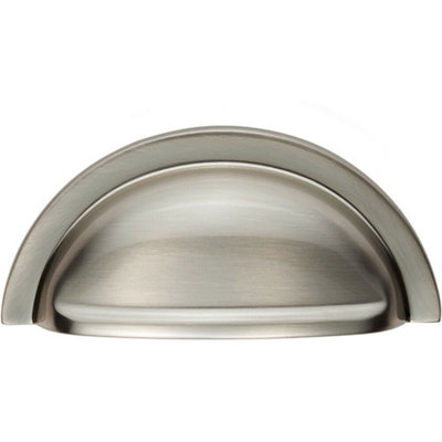 Cabinet Cup Pull Handle 91 x 45mm 76mm Fixing Centres Satin Nickel