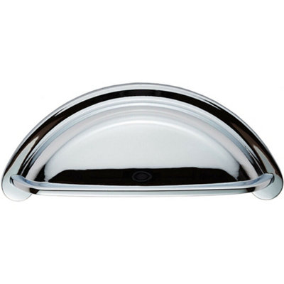 Cabinet Cup Pull Handle 94 x 41.5mm 76mm Fixing Centres Polished Chrome