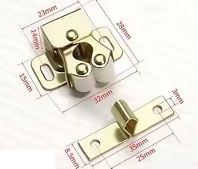 Cabinet door catch set, solid brass adjustable spring ball latch with ...