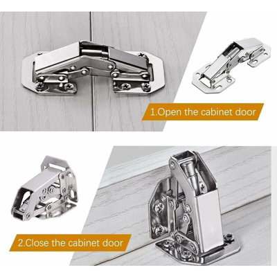 3/8" Inset Cabinet Door Hinges (10 Pairs -20 Pack) Self Closing Cupboard Hinges For Kitchen/Bathroom/Furniture Cabinets & Doors,Satin Nickel
