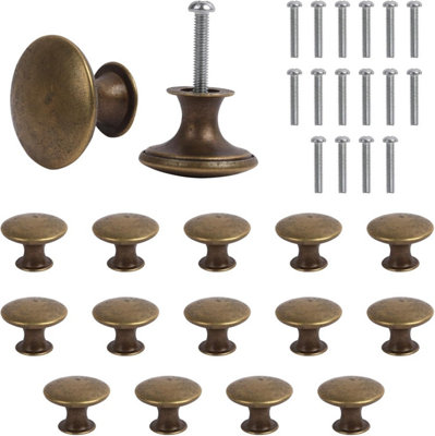 Joyangy 16 Pack Mini Cabinet Knobs, 1/2 Inch Dia Bronze Drawer Pulls Handles, Small Round Knobs