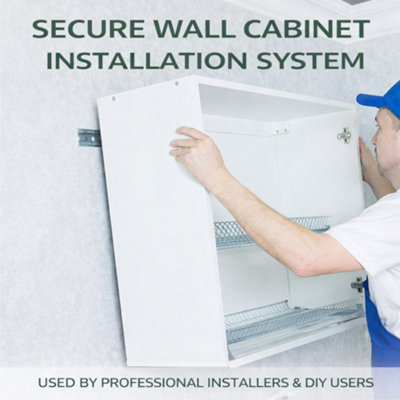 Cabinet Hanging Rail Set 2 x 1m, Galvanised Steel Wall Mounting Rail ...