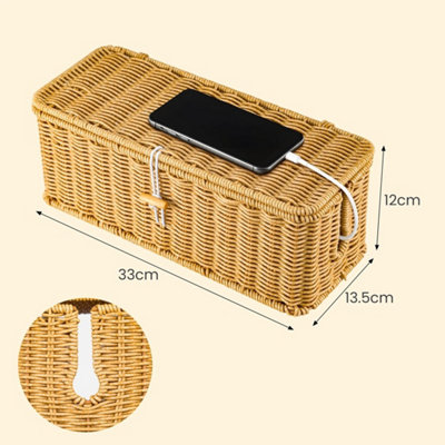 Cable Box Desktop Wire Organizer with Lockable Cover & Side Access Ports