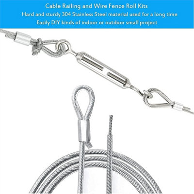 Cable Railing Kit Wire Rope Kit Fence Wire Roll Kit Vine Eyes