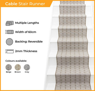 Cable Stair Runner - Reversible, Durable & Hardwearing Carpet for ...