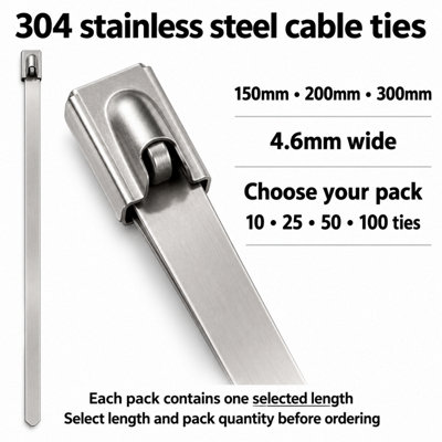 CableShield 304 Stainless Steel Ball Lock Cable Ties 150mm 4.6mm 100 Pack