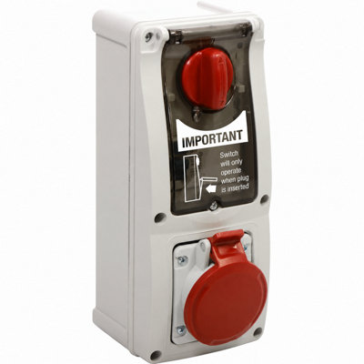 CableShield Industrial IP54 RCD Interlocked Socket 415V 32A 3P+E