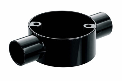 CableShield PVC Circular Conduit Box, 2 Way Through, 20 mm, Black, Pack ...