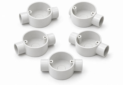 CableShield PVC Circular Conduit Box, 2 Way Through, 25 mm, White, Pack ...