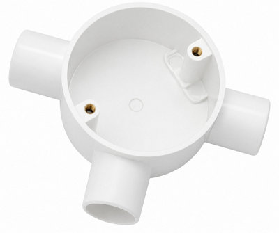 CableShield PVC Circular Conduit Box, 3 Way Tee, 20 mm, White, Pack of 20