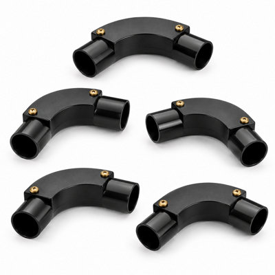 CableShield PVC Conduit Inspection Bend, 20 mm, Black, Pack of 5