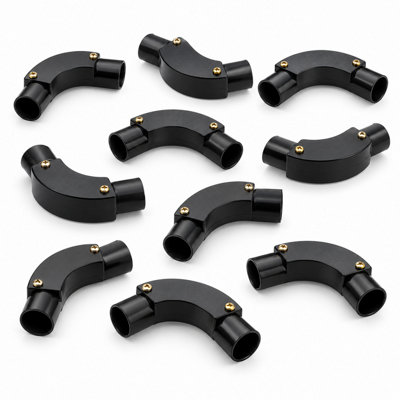 CableShield PVC Conduit Inspection Bend, 25 mm, Black, Pack of 10