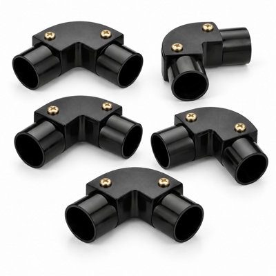 CableShield PVC Conduit Inspection Elbow, 20 mm, Black, Pack of 5