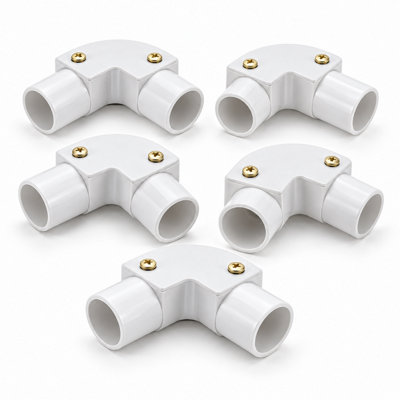 CableShield PVC Conduit Inspection Elbow, 20 mm, White, Pack of 5