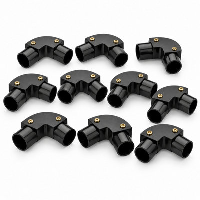 CableShield PVC Conduit Inspection Elbow, 25 mm, Black, Pack of 10
