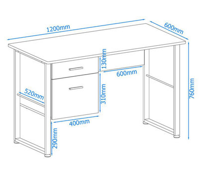 Cabrini Desk with 2 Drawers White