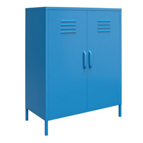 Cache 2 door metal locker storage cabinet in blue
