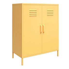 Cache 2 door metal locker storage cabinet in yellow