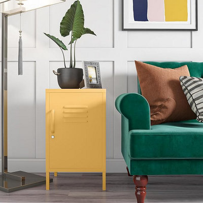 Cache Metal Locker End Table Yellow