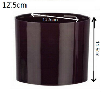 Cactus Plant Pot Round Plastic Pots Cylinder Modern Decorative Black 12.5cm