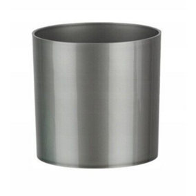 Cactus Plant Pot Round Plastic Pots Cylinder Modern Decorative Silver 12.5cm
