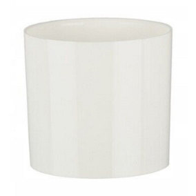Cactus Plant Pot Round Plastic Pots Cylinder Modern Decorative White 11cm