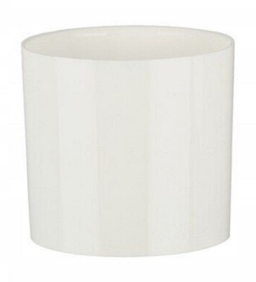 Cactus Plant Pot Round Plastic Pots Cylinder Modern Decorative White 15cm