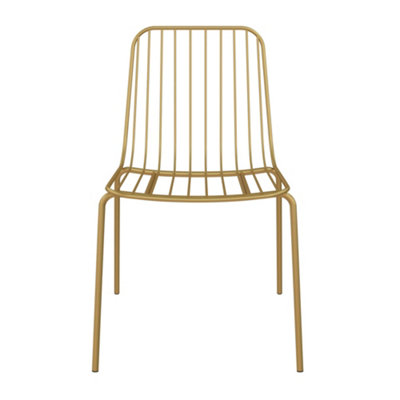 Caden Wire Dining Chair in Golden Look, 2 pieces