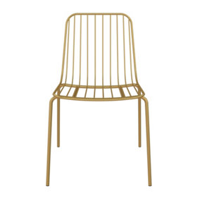 Caden wire dining chair in golden look, 2 pieces