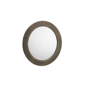 Cadence Round Pewter Wall Mirror - Large