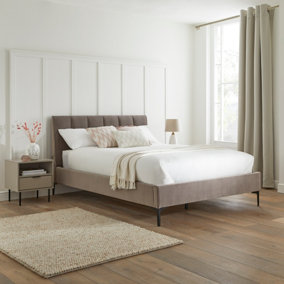 Cadiz Mocha Double-Sized Bed with Fabric Headboard