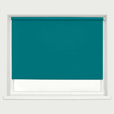 Caecus Blinds Blackout Roller Blind Teal 120cm DIY at B&Q